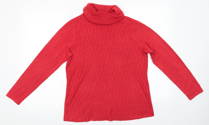 Bonmarché Womens Orange Roll Neck  Acrylic Pullover Jumper Size 12   - Honeycomb knit
