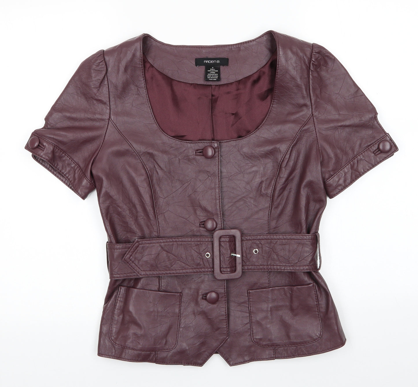 Arden B Womens Brown   Jacket Coat Size M   - Short Sleeve Leather Jacket Blouse
