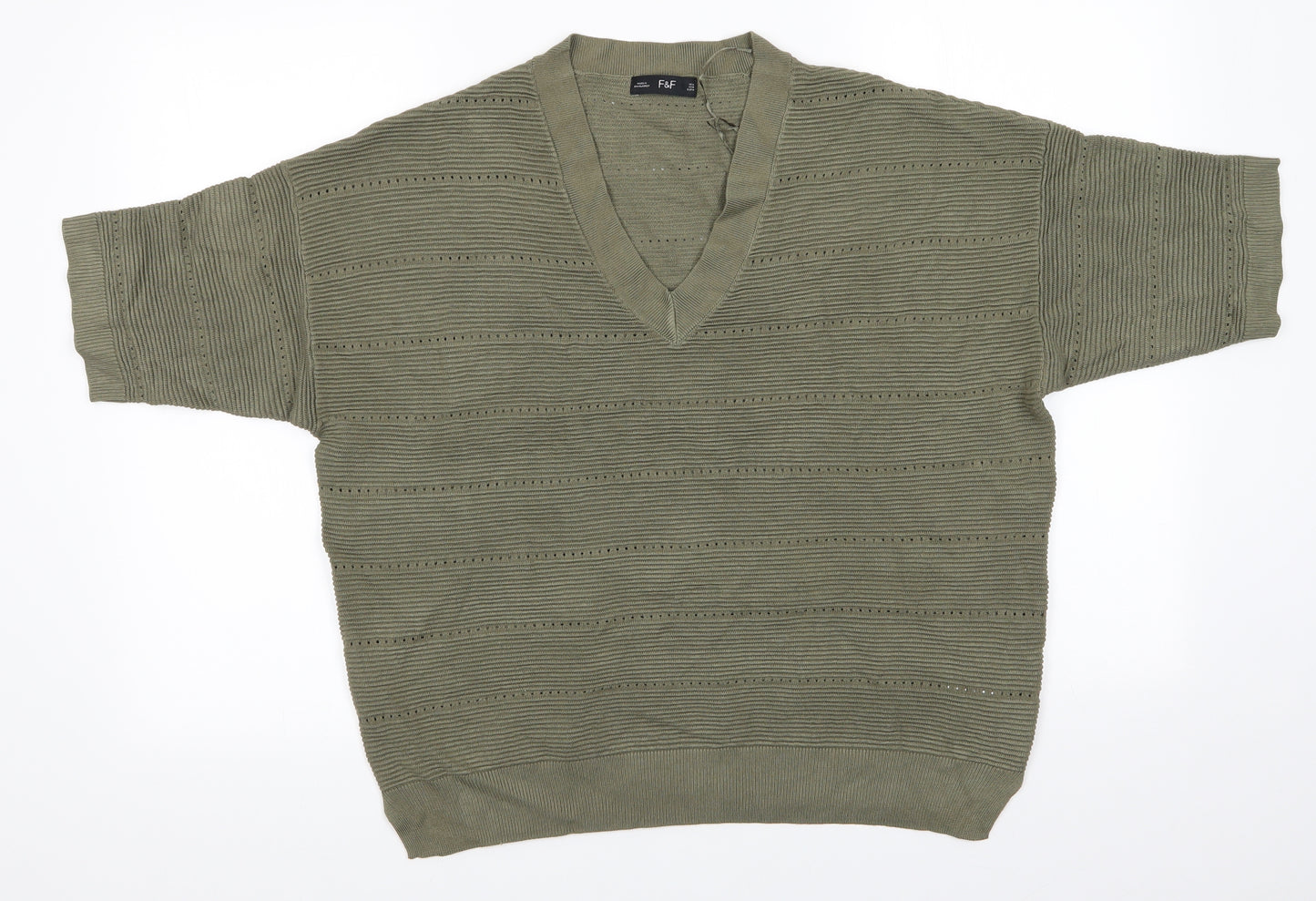 Florence and Fred Womens Green V-Neck  Viscose Pullover Jumper Size M   - Olive Green
