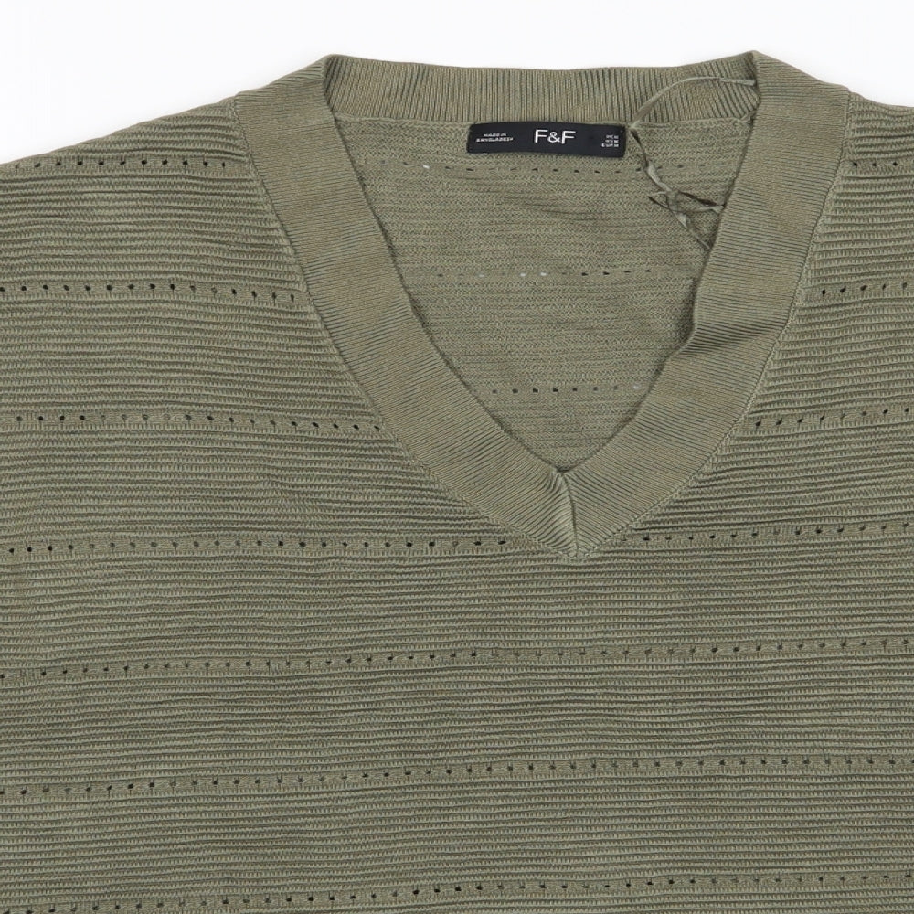 Florence and Fred Womens Green V-Neck  Viscose Pullover Jumper Size M   - Olive Green