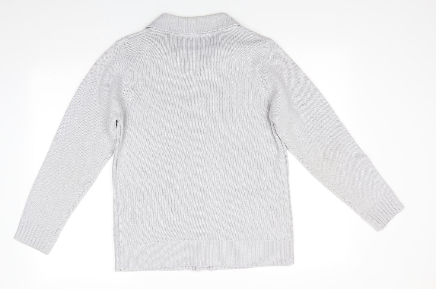 Preworn Womens Grey Collared  Acrylic Cardigan Jumper Size 10   - Light Grey