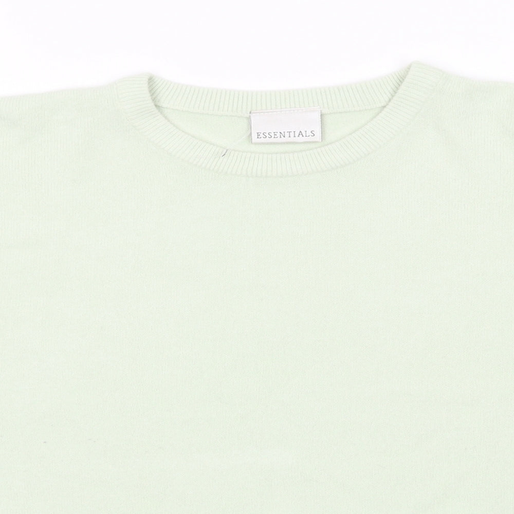 Essentials Womens Green Round Neck  Acrylic Pullover Jumper Size 10   - Pale green