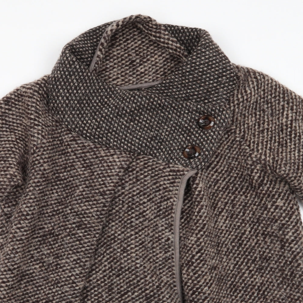 Preworn Womens Brown   Overcoat Coatigan    - Large Collar Brown mix