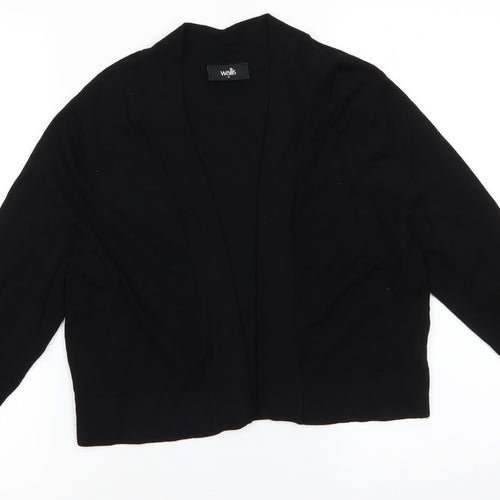 Wallis Womens Black V-Neck  Viscose Shrug Jumper Size M   - Ruched Sleeves