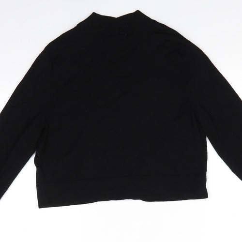 Wallis Womens Black V-Neck  Viscose Shrug Jumper Size M   - Ruched Sleeves