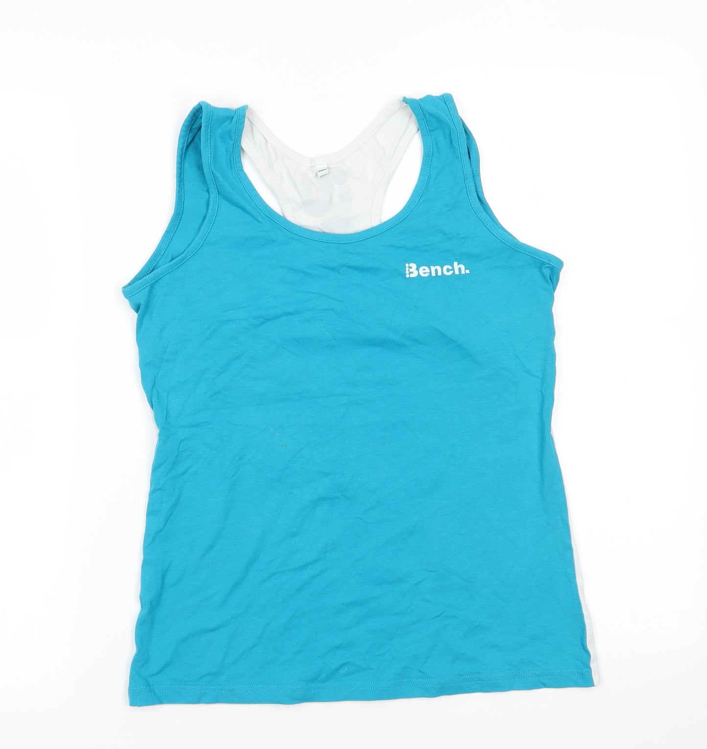 Bench Womens Blue Colourblock  Basic Tank Size 2 Scoop Neck