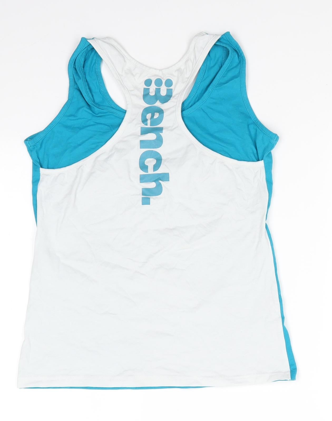 Bench Womens Blue Colourblock  Basic Tank Size 2 Scoop Neck