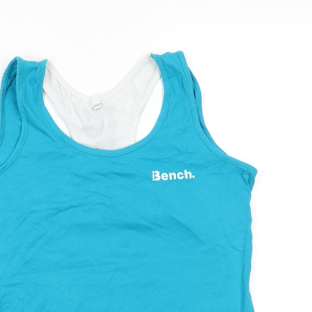 Bench Womens Blue Colourblock  Basic Tank Size 2 Scoop Neck