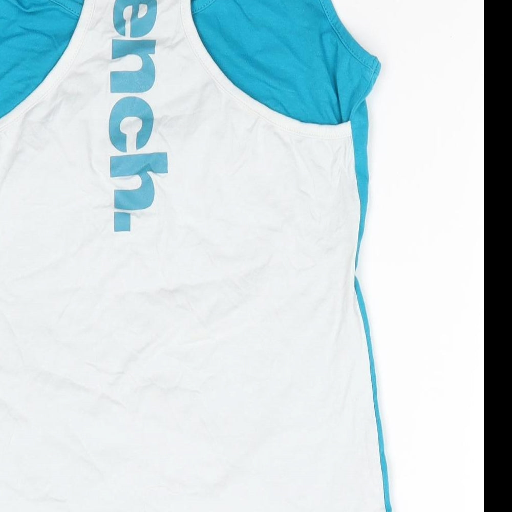 Bench Womens Blue Colourblock  Basic Tank Size 2 Scoop Neck