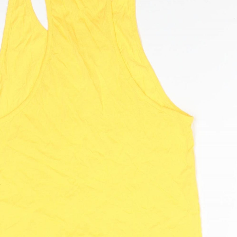 Nastrovje Potsdam Womens Yellow  Cotton Basic Tank Size M Scoop Neck - White Flowers