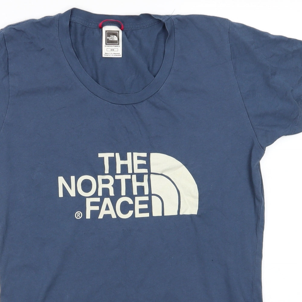 The North Face Womens Blue  Cotton Basic T-Shirt Size M Round Neck - Slate Blue