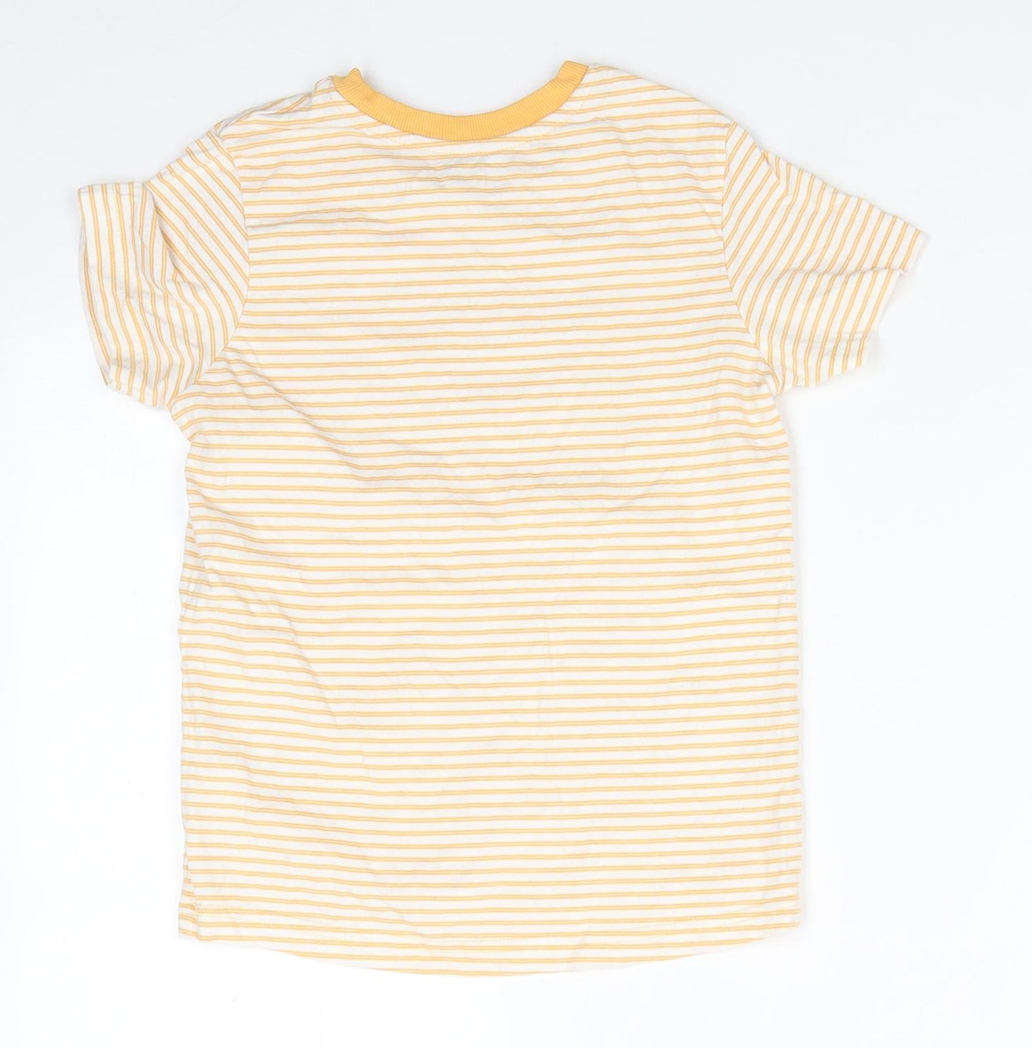 Nutmeg Boys Yellow Striped Cotton Basic T-Shirt Size 6-7 Years Round Neck