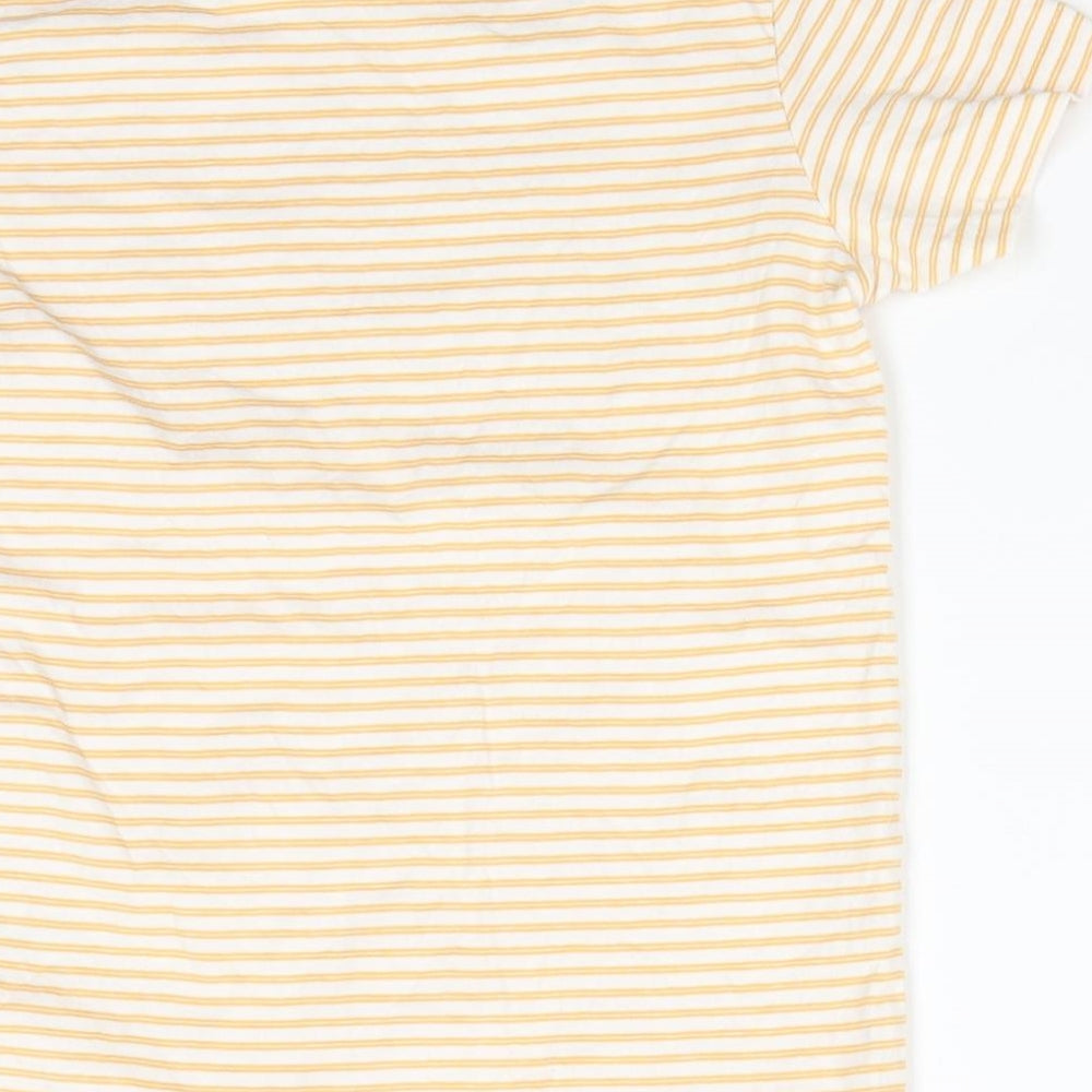 Nutmeg Boys Yellow Striped Cotton Basic T-Shirt Size 6-7 Years Round Neck