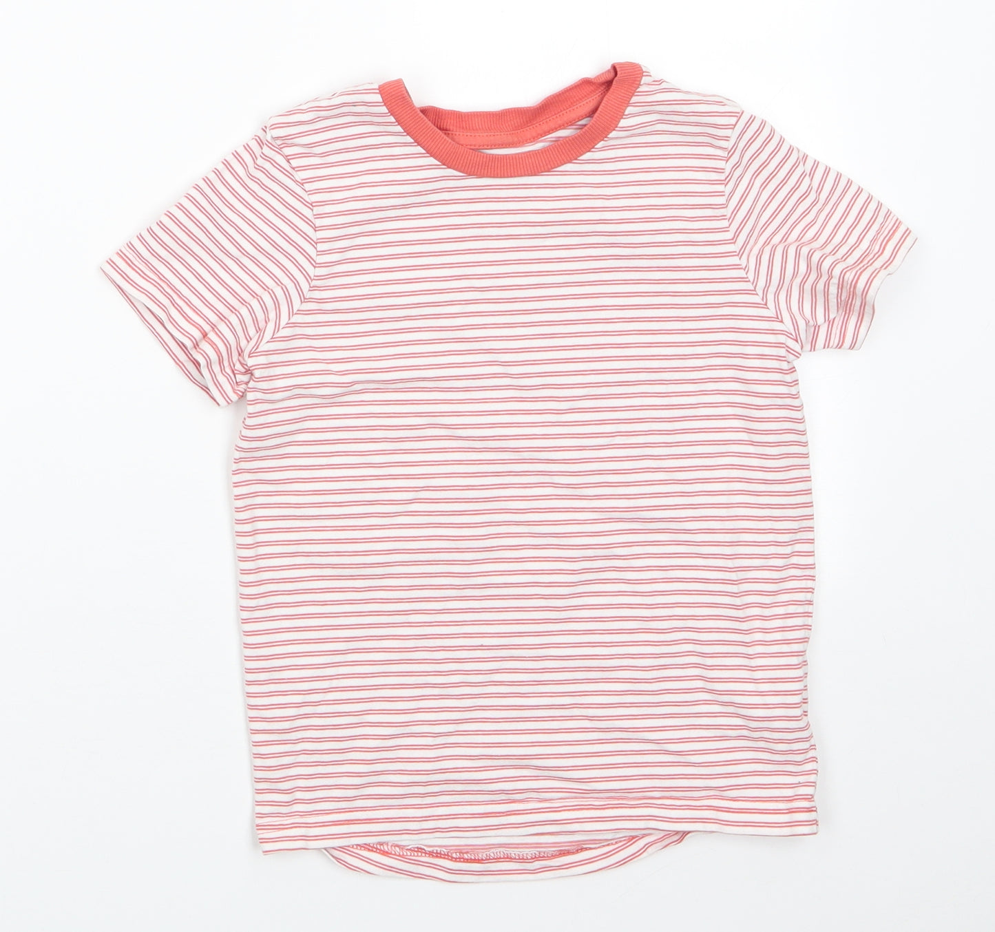 Nutmeg Boys Brown Striped Cotton Basic T-Shirt Size 6-7 Years Round Neck  - Terracotta Colour