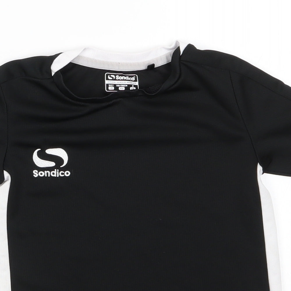 Sondicoq Boys Black  Polyester Basic T-Shirt Size 5-6 Years Round Neck