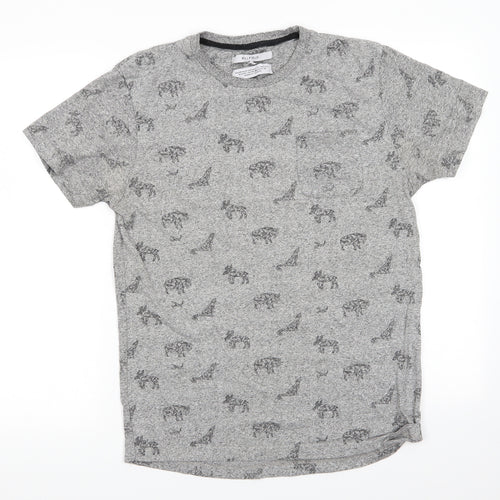 Bellfield Womens Grey Animal Print  Basic T-Shirt Size M Round Neck - Dog Stag