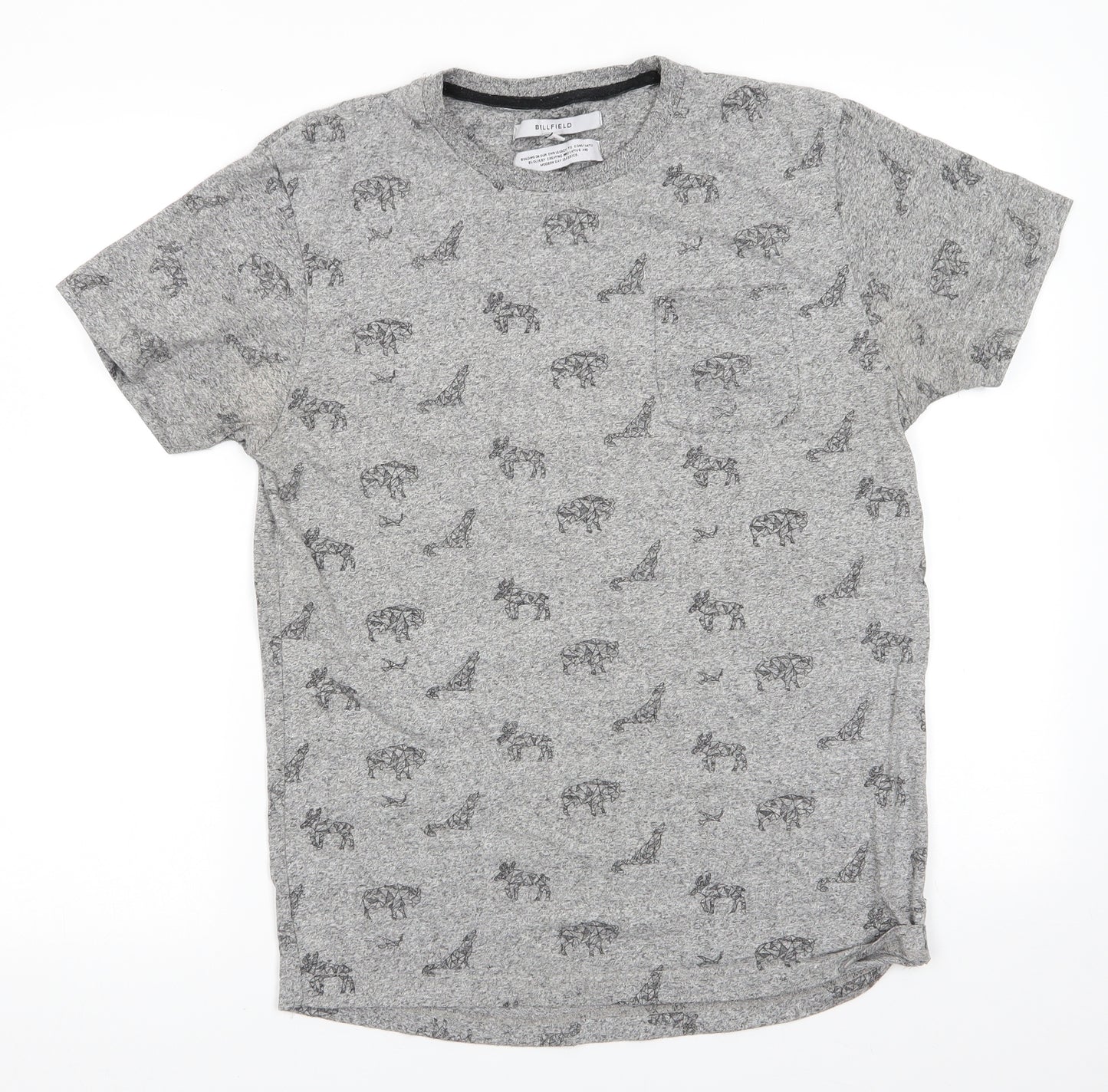 Bellfield Womens Grey Animal Print  Basic T-Shirt Size M Round Neck - Dog Stag