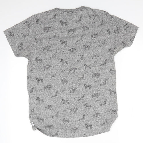 Bellfield Womens Grey Animal Print  Basic T-Shirt Size M Round Neck - Dog Stag