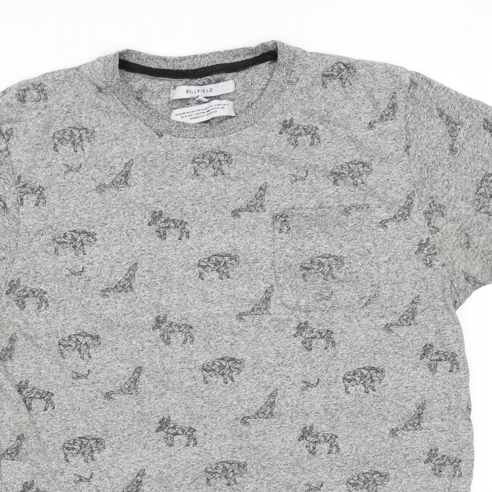 Bellfield Womens Grey Animal Print  Basic T-Shirt Size M Round Neck - Dog Stag
