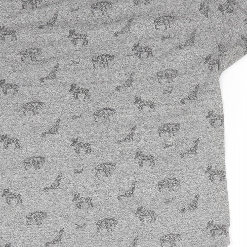 Bellfield Womens Grey Animal Print  Basic T-Shirt Size M Round Neck - Dog Stag