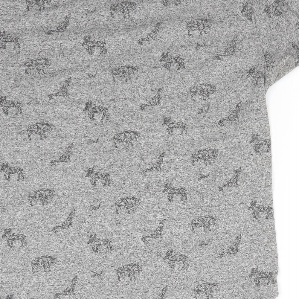 Bellfield Womens Grey Animal Print  Basic T-Shirt Size M Round Neck - Dog Stag