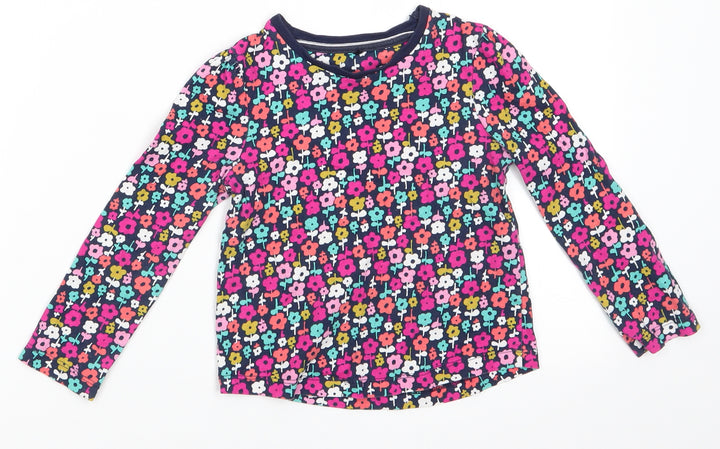 George Girls Blue Floral Cotton Basic Casual Size 3-4 Years Round Neck - Pink Green Orange Blue White Flowers