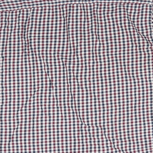 Florence and Fred Mens Blue Check Cotton  Button-Up Size M Collared  - Buttoned Collar Blue Brown White Checks