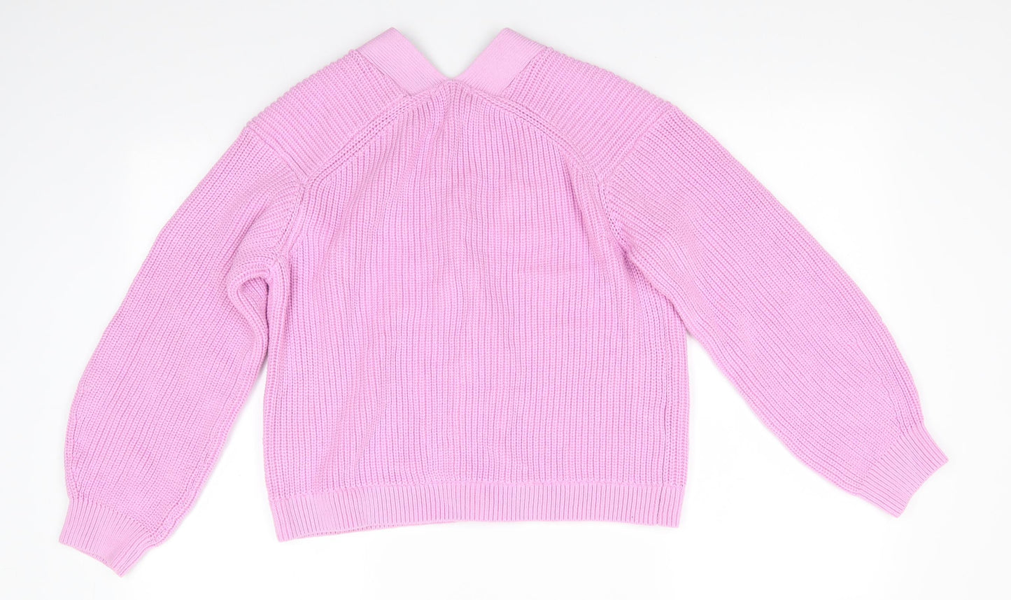 H&M Womens Pink V-Neck  Cotton Cardigan Jumper Size 6   - Bubble Gum Pink