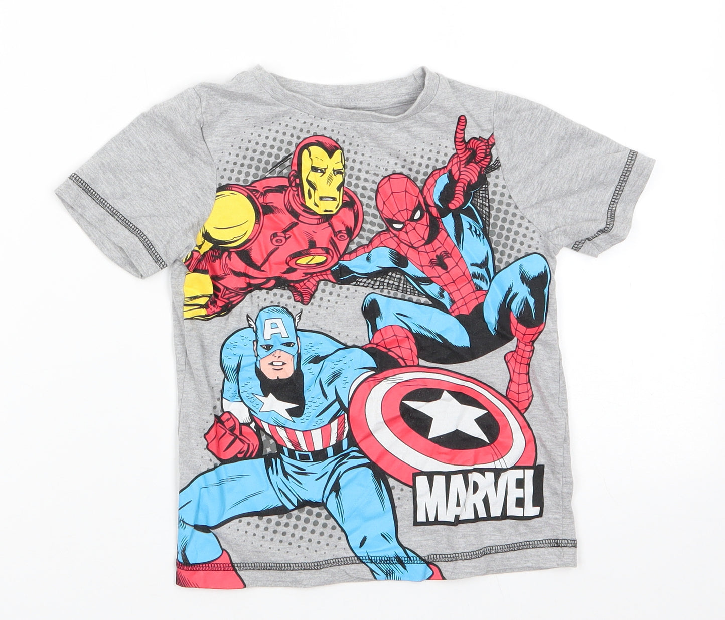 Marvel at George Boys Grey  Cotton Basic T-Shirt Size 3-4 Years Round Neck  - Marvel Heros