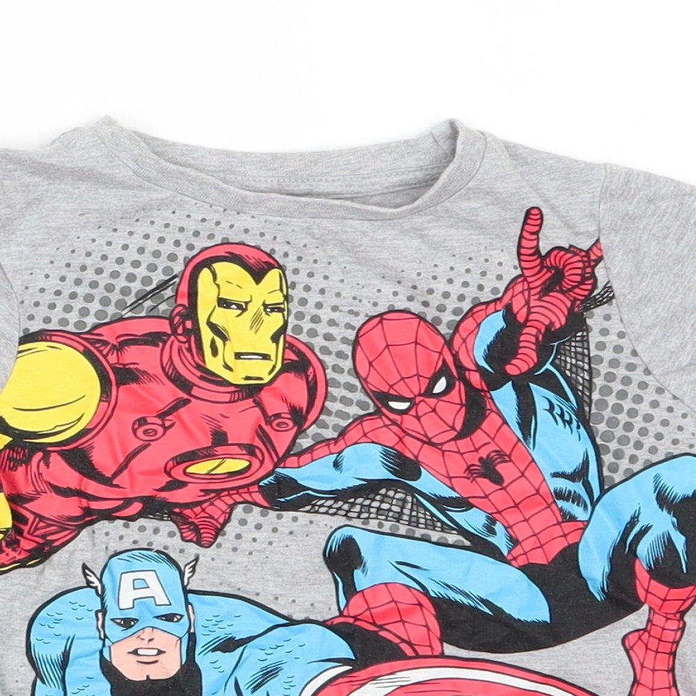 Marvel at George Boys Grey  Cotton Basic T-Shirt Size 3-4 Years Round Neck  - Marvel Heros