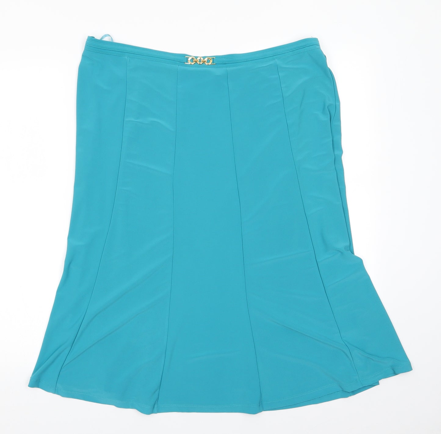BM Womens Blue  Polyester Flare Skirt Size 18    - Back Elastication Azure Blue