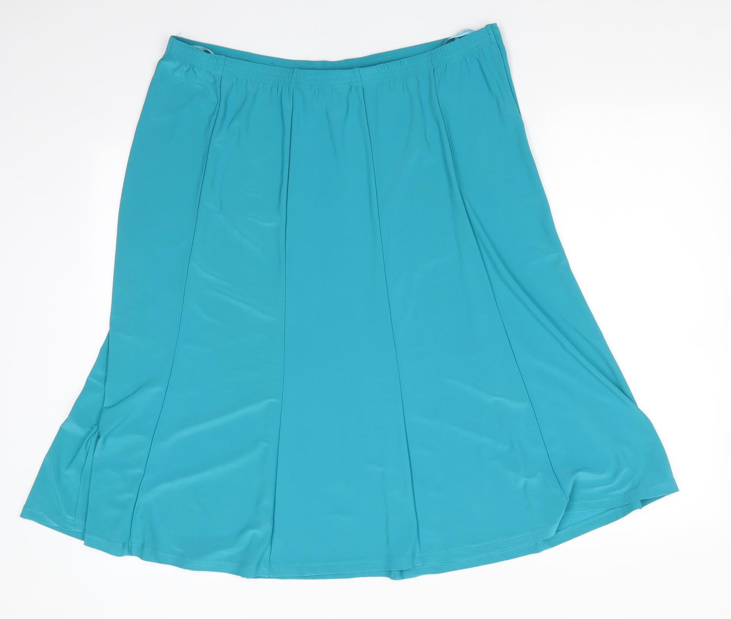 BM Womens Blue  Polyester Flare Skirt Size 18    - Back Elastication Azure Blue