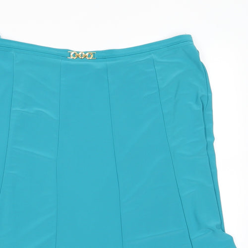 BM Womens Blue  Polyester Flare Skirt Size 18    - Back Elastication Azure Blue