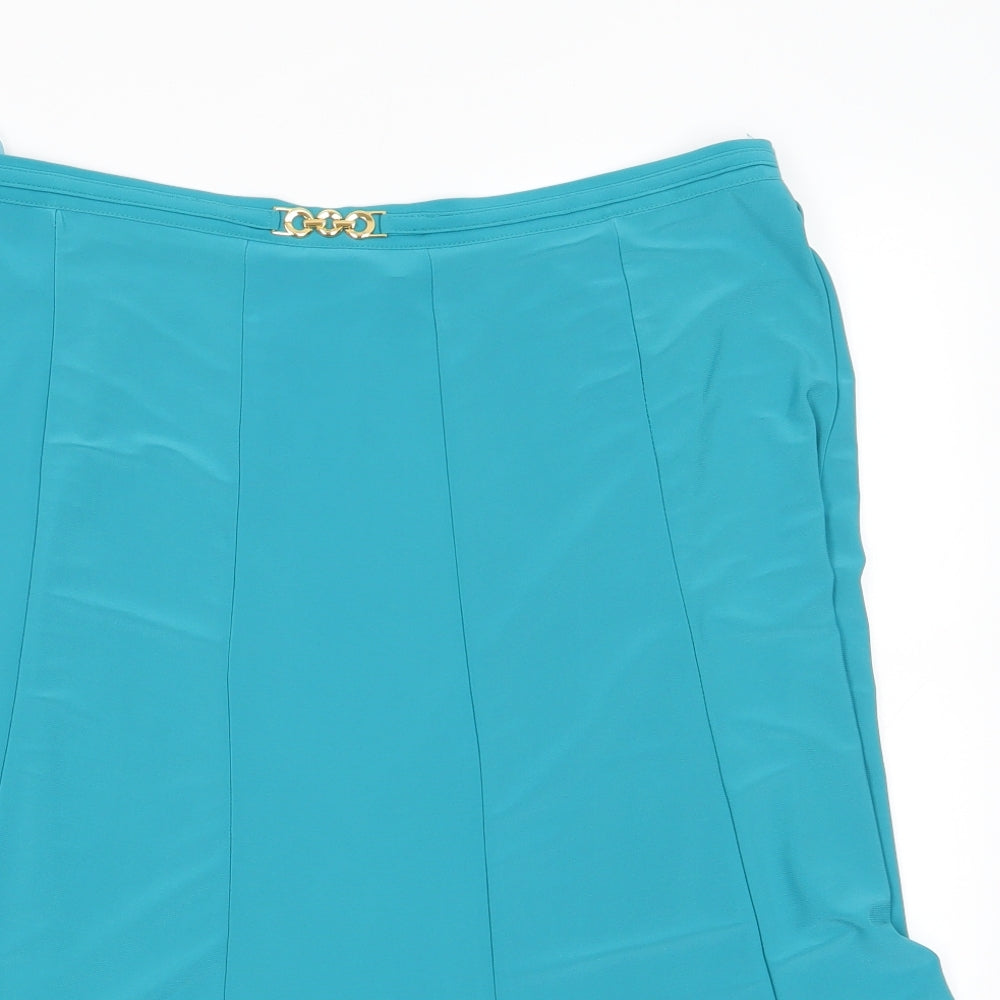 BM Womens Blue  Polyester Flare Skirt Size 18    - Back Elastication Azure Blue