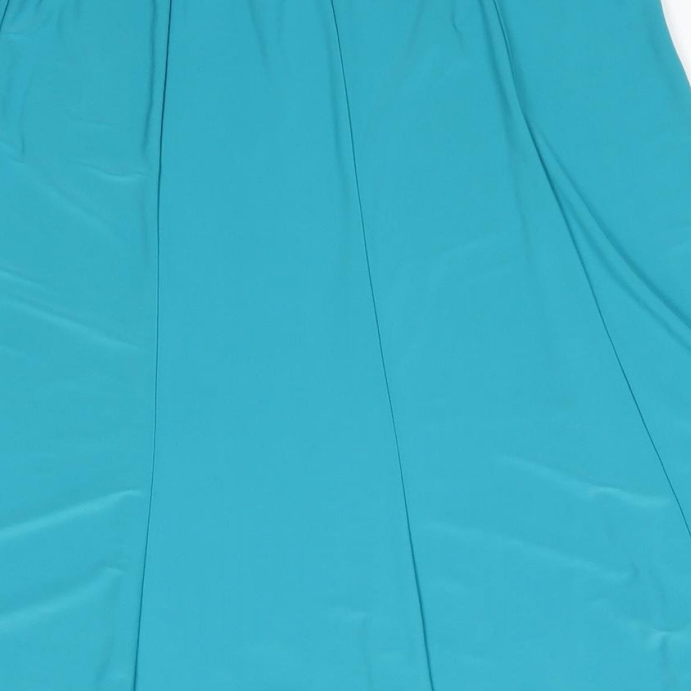BM Womens Blue  Polyester Flare Skirt Size 18    - Back Elastication Azure Blue