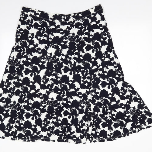 Papaya Womens Ivory Floral Viscose Flare Skirt Size 18    - Black Flower Print