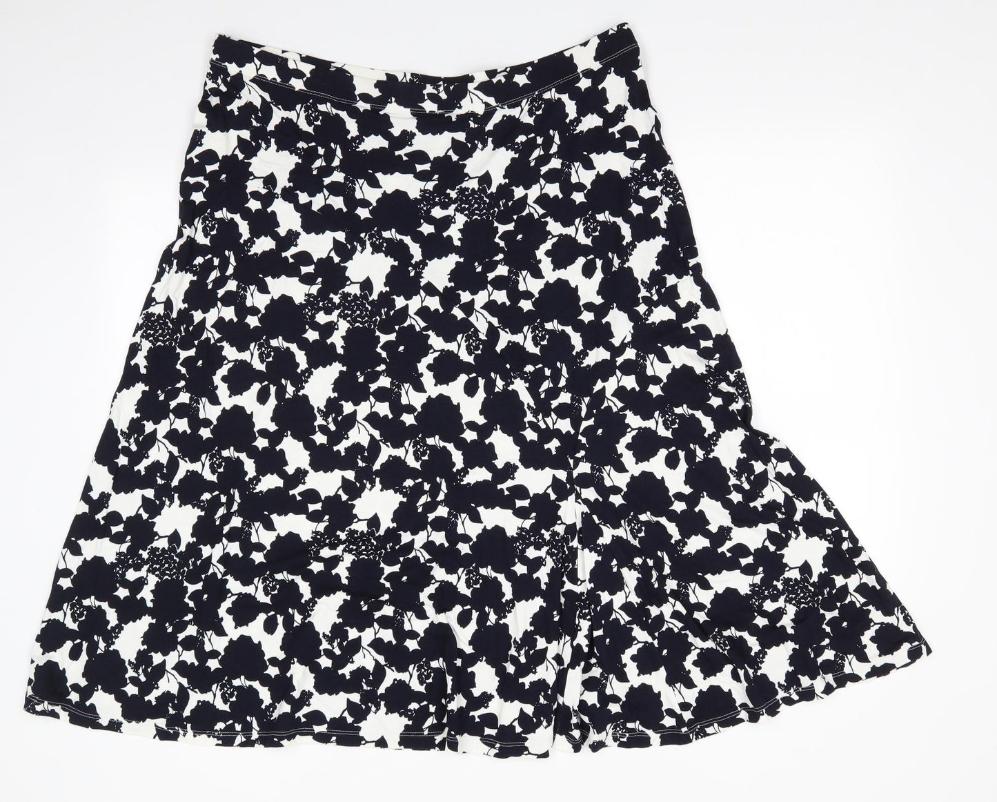 Papaya Womens Ivory Floral Viscose Flare Skirt Size 18    - Black Flower Print