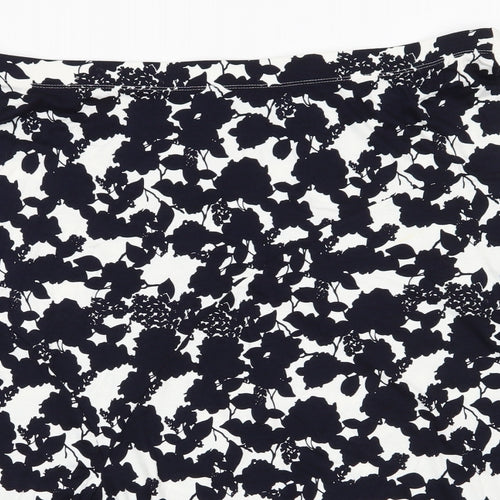 Papaya Womens Ivory Floral Viscose Flare Skirt Size 18    - Black Flower Print