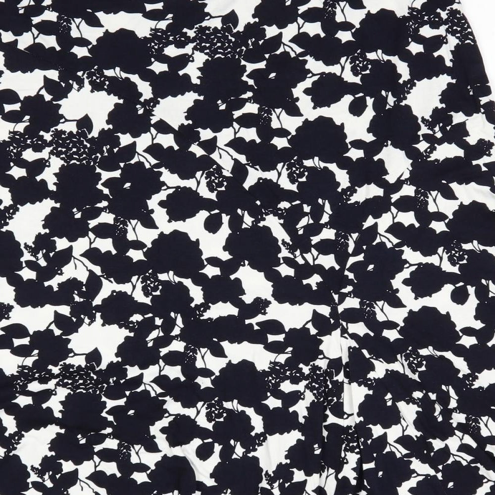 Papaya Womens Ivory Floral Viscose Flare Skirt Size 18    - Black Flower Print