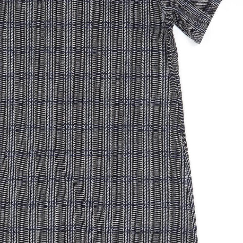 Papayaqgrey Womens Grey Check Polyester A-Line  Size 12  V-Neck