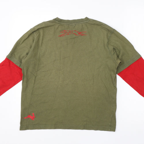 NEXT Boys Green  Cotton Basic T-Shirt Size 10 Years Round Neck