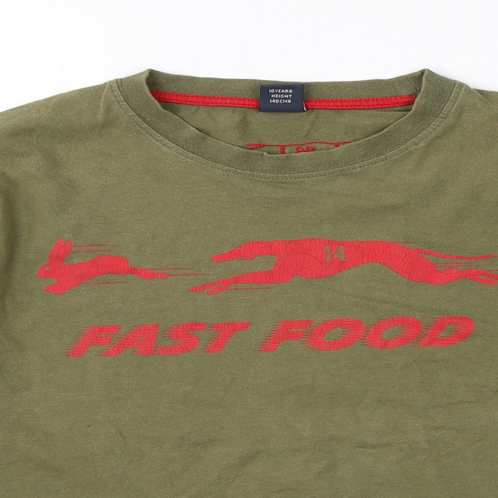 NEXT Boys Green  Cotton Basic T-Shirt Size 10 Years Round Neck