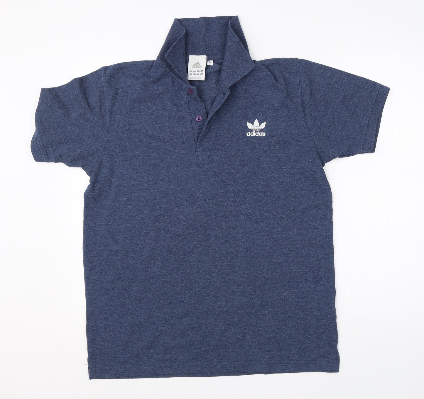 adidas Mens Blue  Cotton  Polo Size L Collared