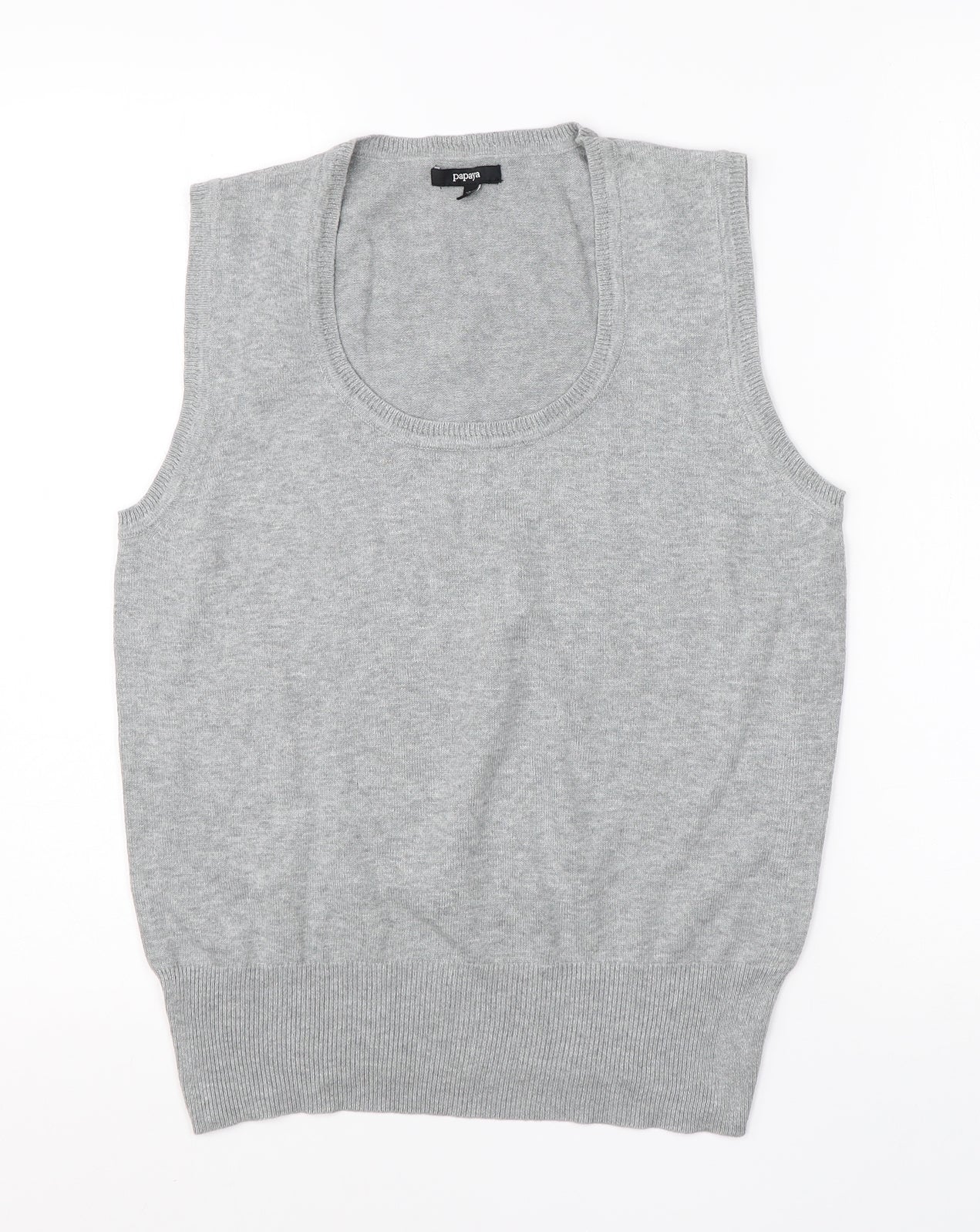 Papaya Womens Grey Round Neck  Cotton Vest Jumper Size 18