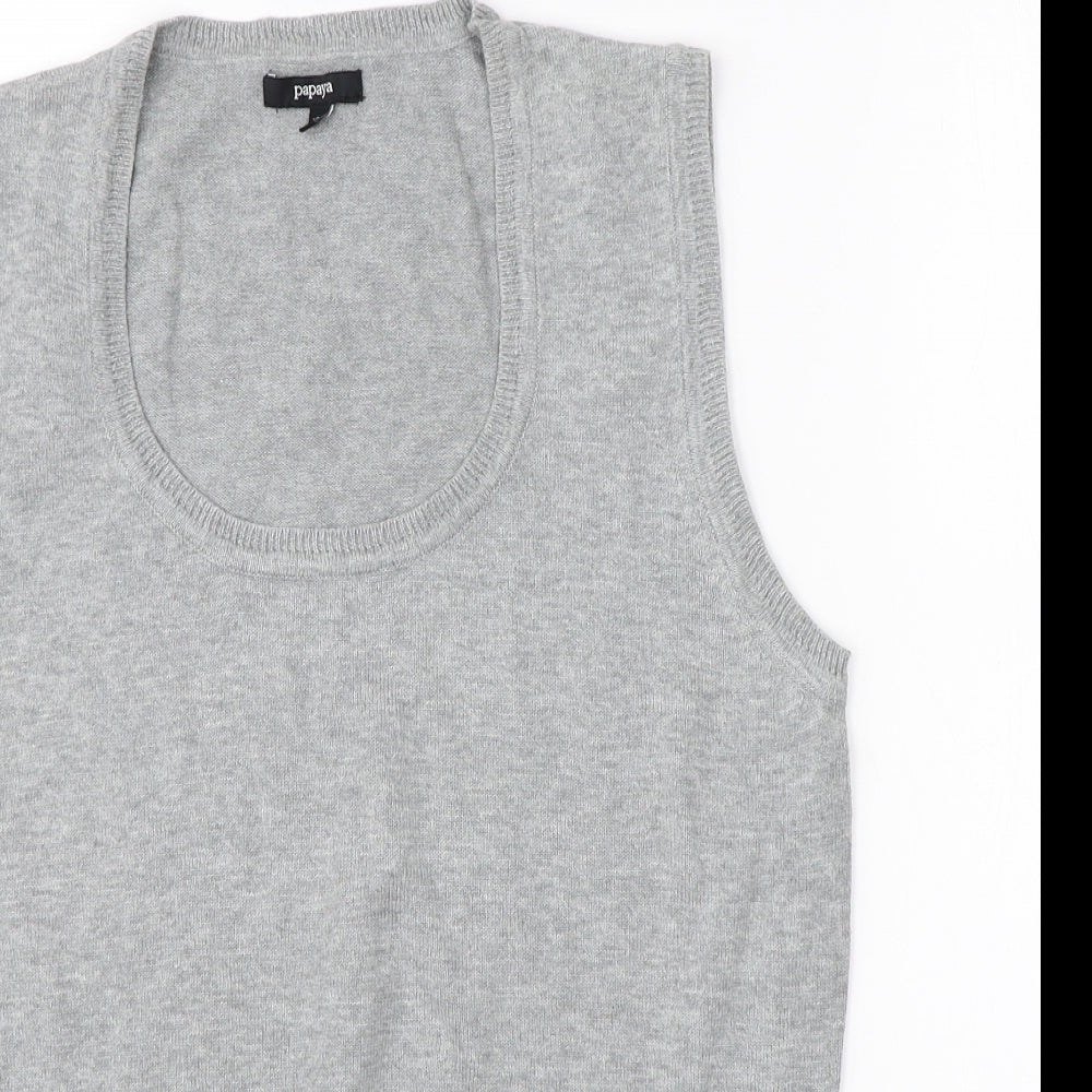 Papaya Womens Grey Round Neck  Cotton Vest Jumper Size 18