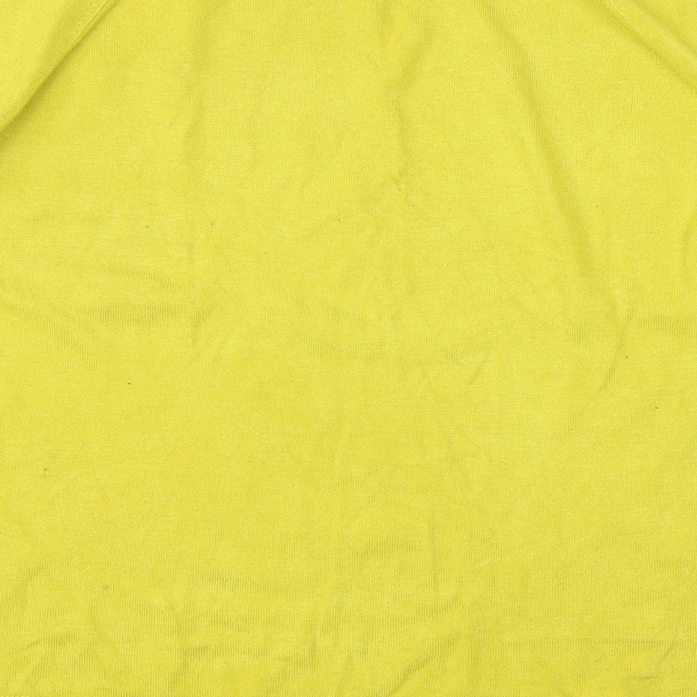 Papaya Womens Yellow Round Neck Floral Viscose Pullover Jumper Size 14