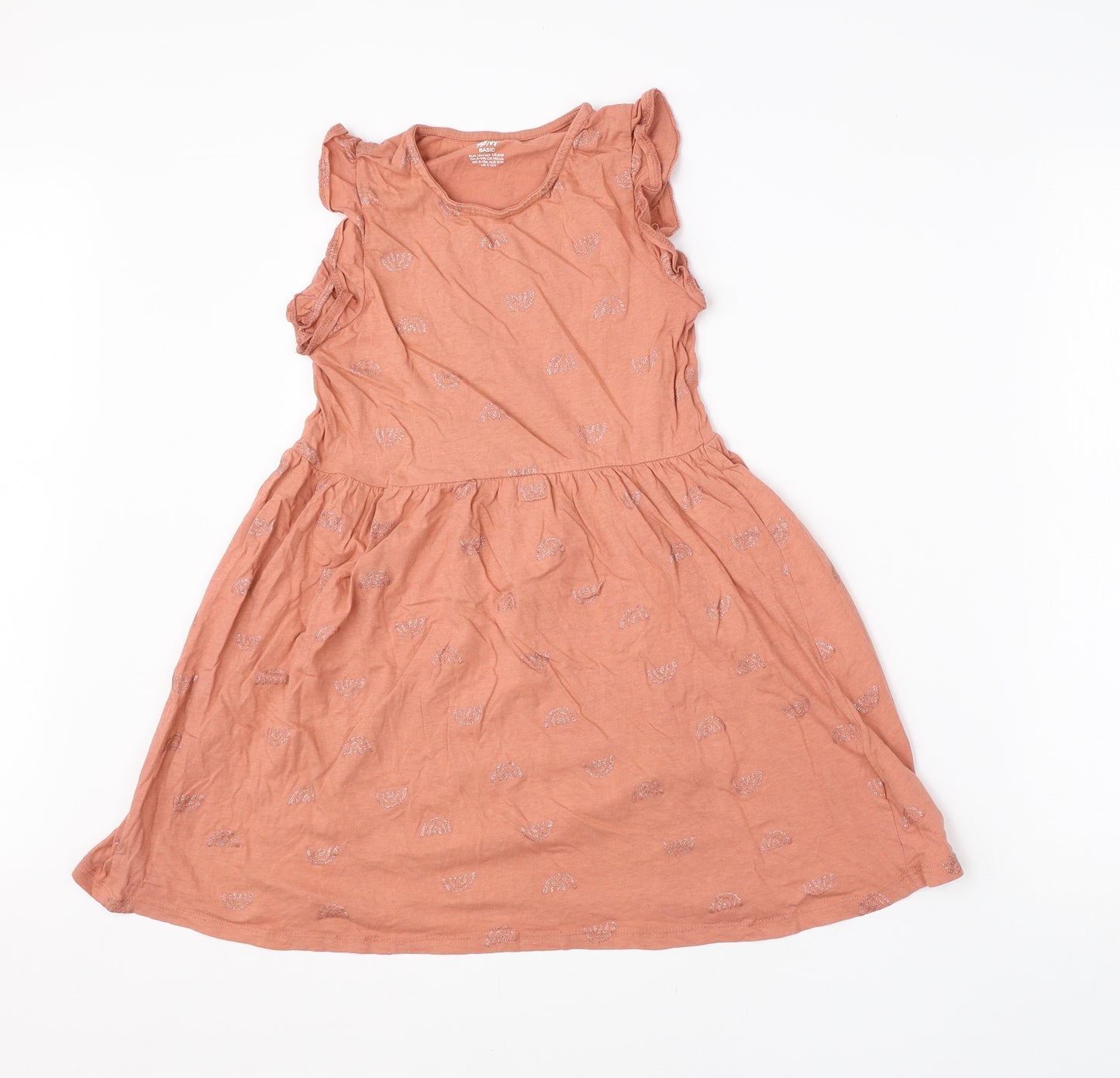 H&M Girls Pink  Cotton A-Line  Size 8-9 Years  Round Neck
