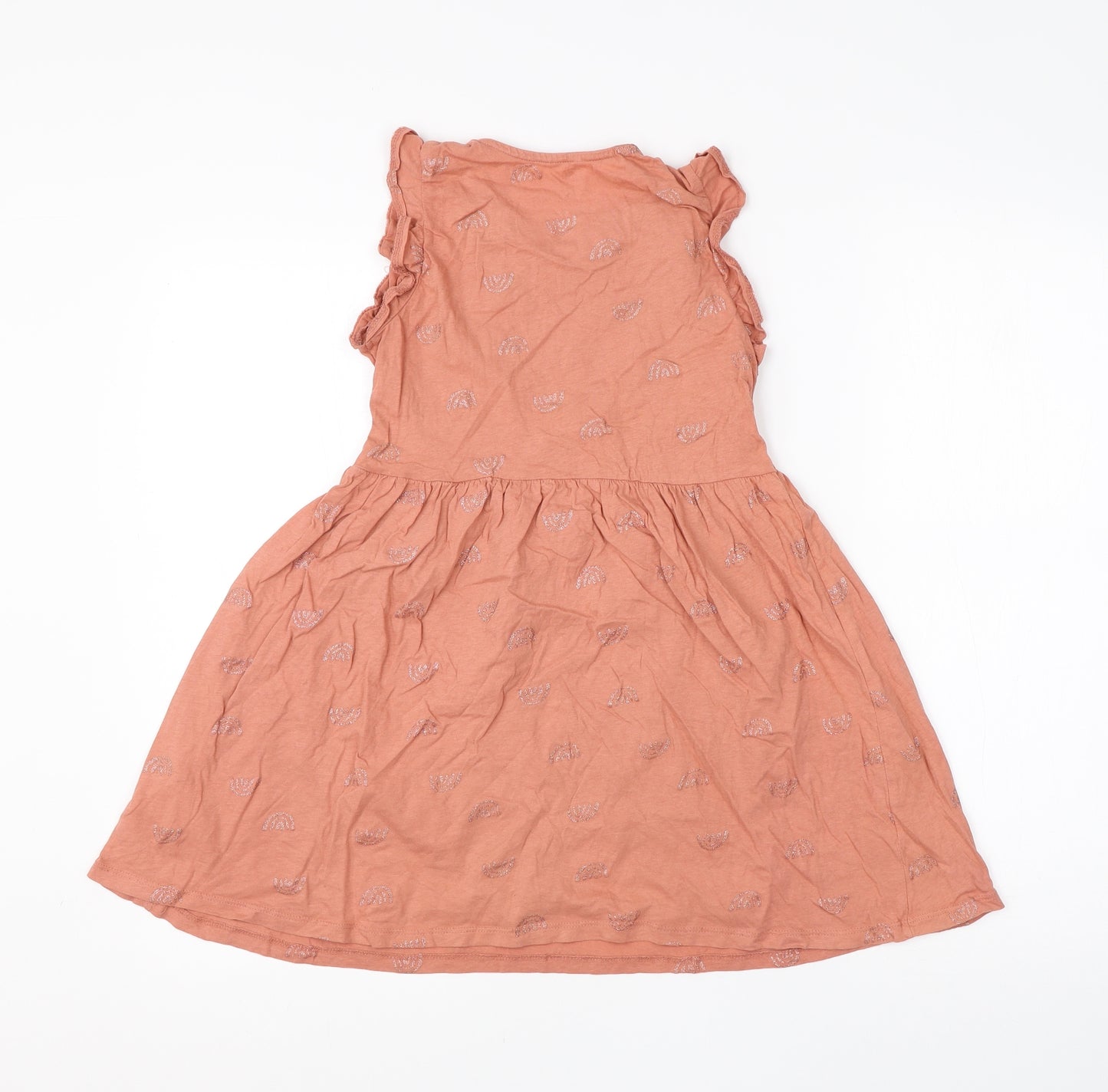 H&M Girls Pink  Cotton A-Line  Size 8-9 Years  Round Neck