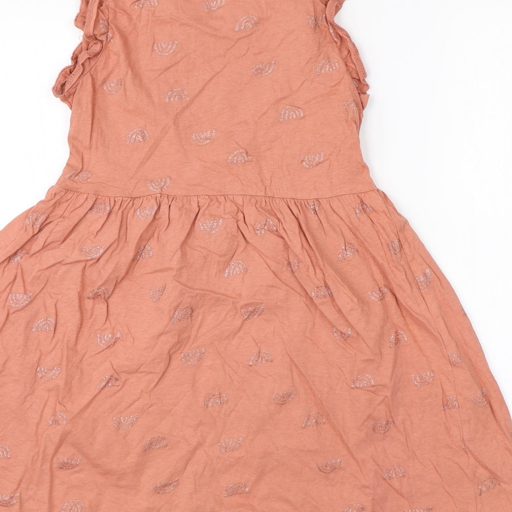 H&M Girls Pink  Cotton A-Line  Size 8-9 Years  Round Neck