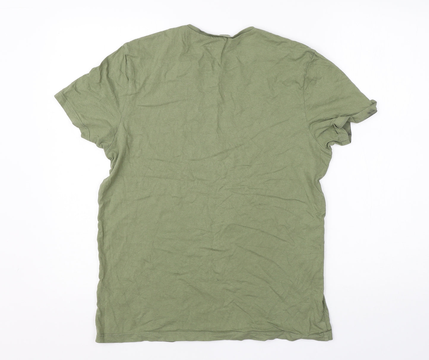 Topman Mens Green  Cotton  T-Shirt Size S Round Neck